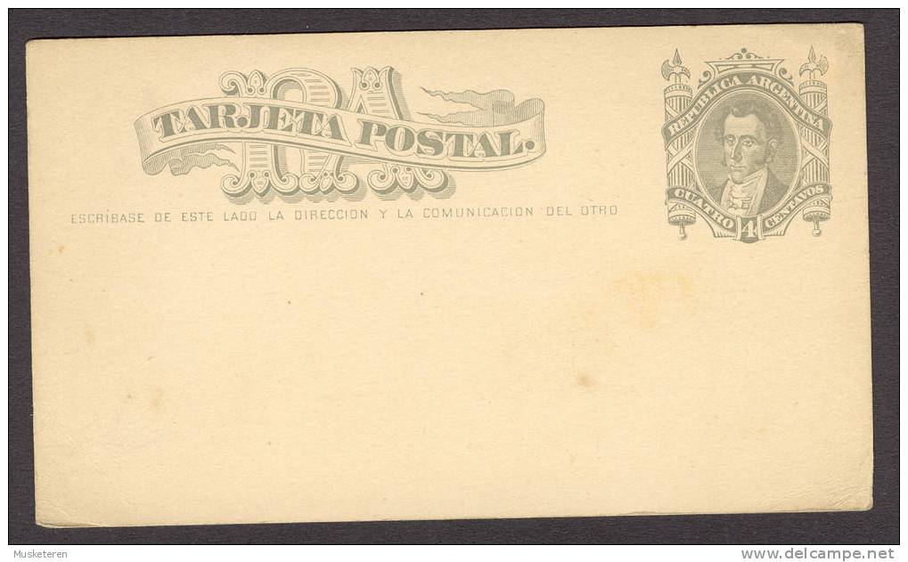 Argentina Postal Stationery Ganzsache Tarjeta Postal Quatro 4 Centavos Unused - Entiers Postaux