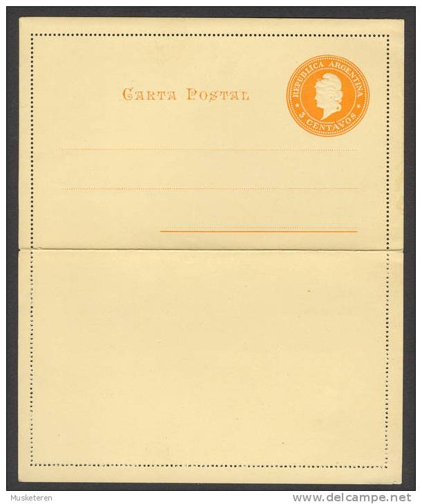Argentina Postal Stationery Carta Postal 3 Centavos Double Perfect Mint - Interi Postali