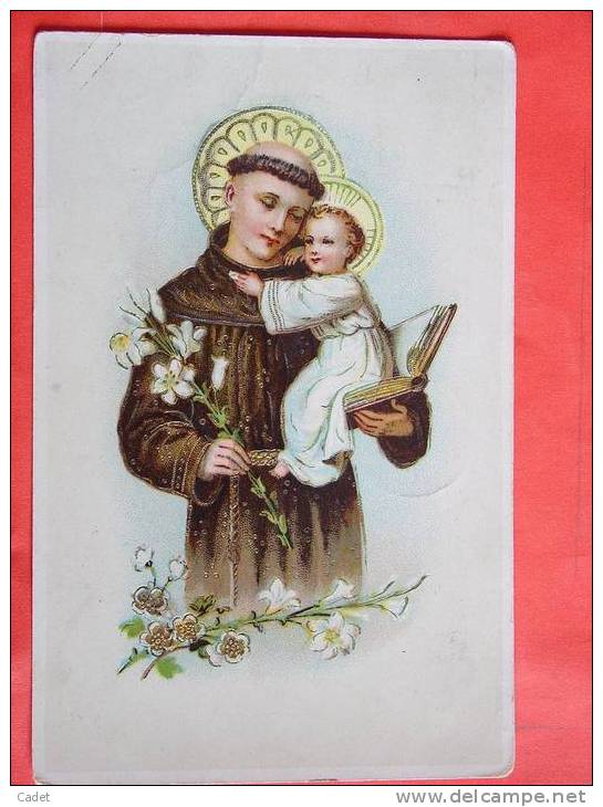 Saint Portant L´Enfant Jésus Assis Sur Un Livre Avec Fleurs De Lis - Heiligen