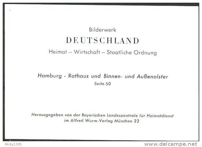 Bilderwerk Deutschland - Hamburg Rathaus Und Binnen- / Außenalster - Seite 50 (I273) - Sonstige & Ohne Zuordnung