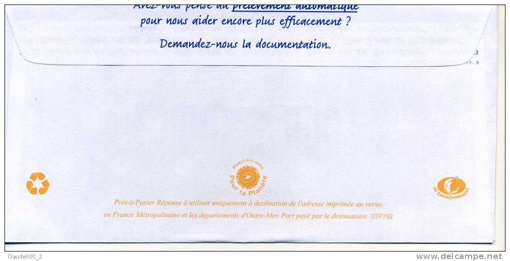 PAP FONDATION RECHERCHE MEDICALE . LAMOUCHE  PHILAPOSTE ** 07P792 - PAP: Antwort/Lamouche