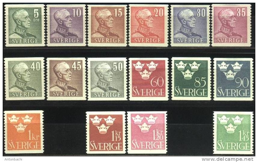 SUEDE / SWEDEN - 1939-1942 - *  / YT 259-272  (avec 261A,265A, Non 261B) - KING/ROI GUSTAV V - Unused Stamps