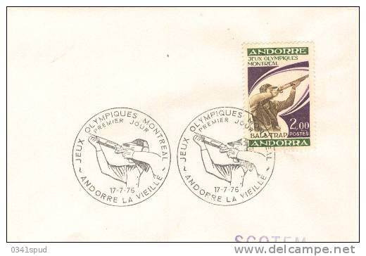 Jeux Olympiques 1976 Andorre FDC  Tir Au Pigeon D´argile  Tir  Shooting  Tiro - Shooting (Weapons)