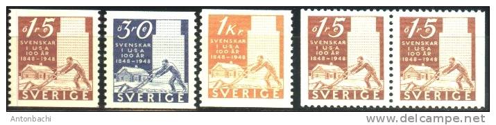 SUEDE / SWEDEN - 1948 - *  / YT 341-343 Avec/with 341b - Scott 400-403 - Ongebruikt