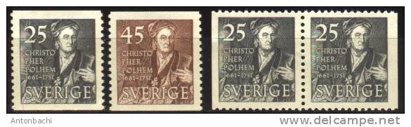 SUEDE / SWEDEN - 1951 - *  / YT 364-365 Avec /with 364b - Scott 427-429 - Unused Stamps