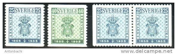 SUEDE / SWEDEN - 1955 - *  / YT 395-396 Avec/with 395b - Scott 474-476 - Unused Stamps
