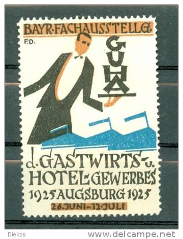 Werbemarke Cinderella Poster Stamp Gewerbe Hotel Gastwirt Ausstellung Augsburg 1925 #398 - Werbung