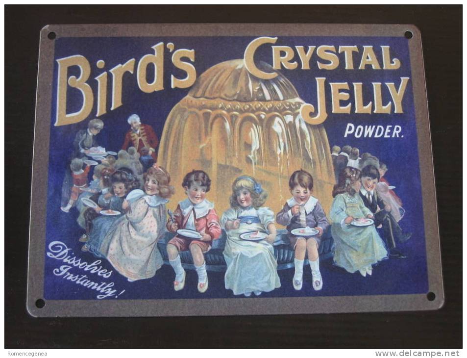 Plaque Métal - BIRD´S CRYSTAL JELLY Powder (Gelée En Poudre) - Excellent état - Tin Signs (after1960)