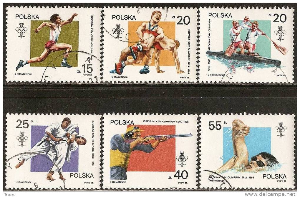 Poland 1988 Mi# 3149-3154 Used - Summer Olympics, Seoul - Used Stamps