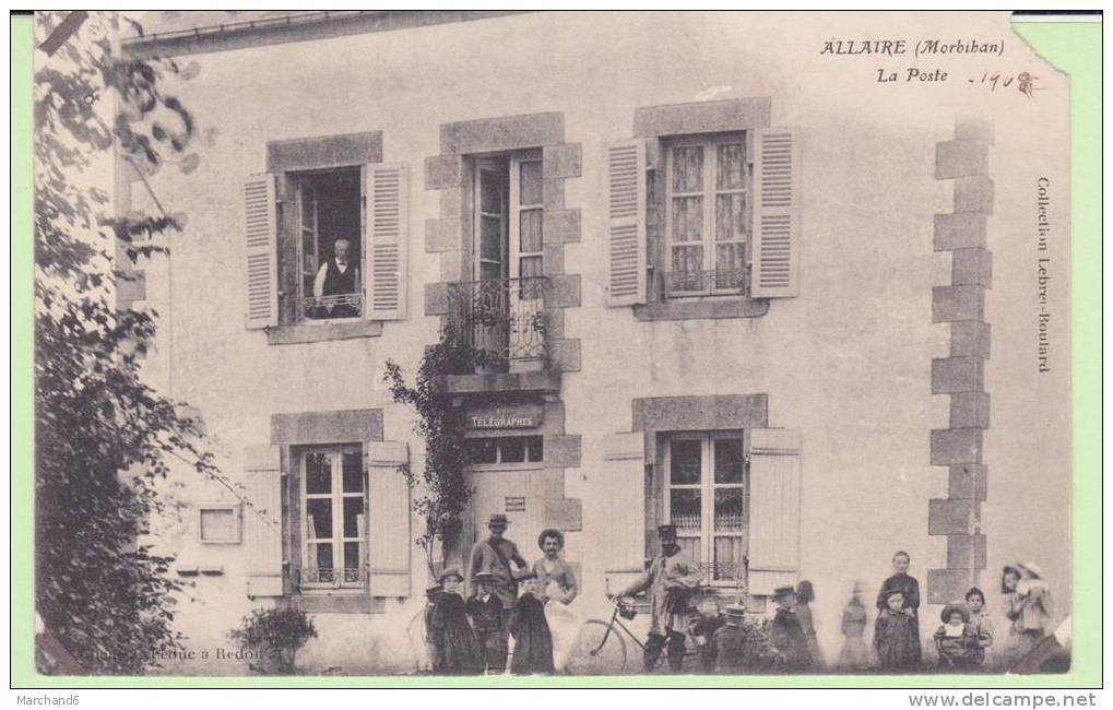 MORBIHAN.ALLAIRE.LA POSTE ..PLAN DE FACTEURS  Cp Coin Manquant Haut Droit Et Papier Collé Au Autres Coin De La Carte Alb - Allaire