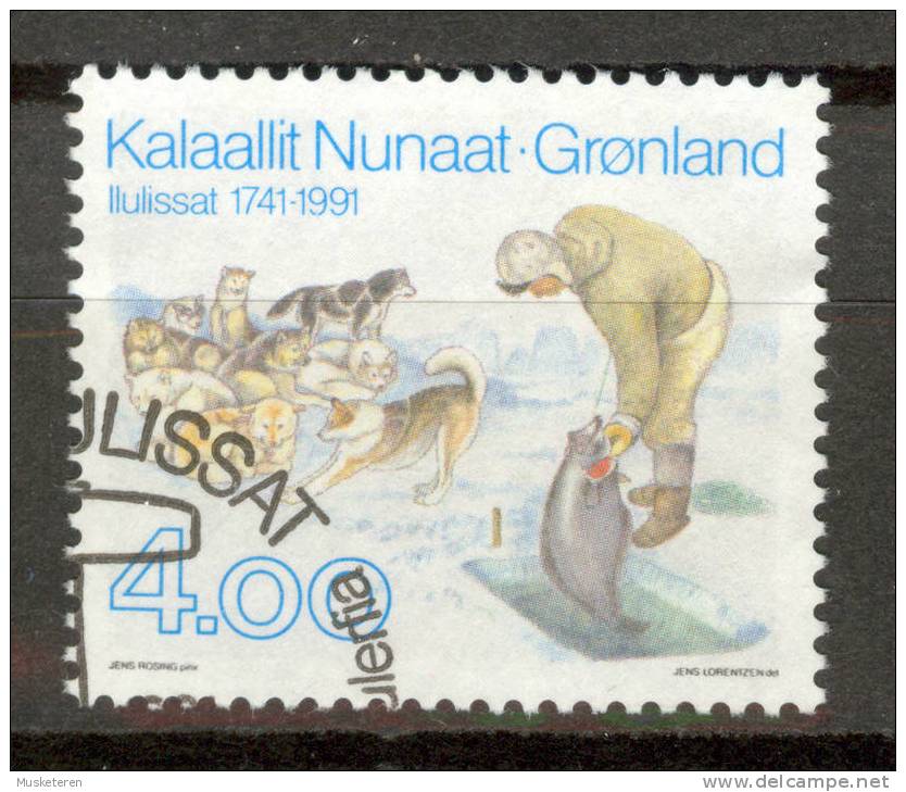 Greenland 1991 Mi. 219    4.00 Kr Ilulissat Jakobshavn Fischerman Dogs - Used Stamps