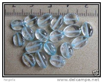 5 Perles Ovales Irrégulières Topaze Bleue Env.6-11x6mm - Perles