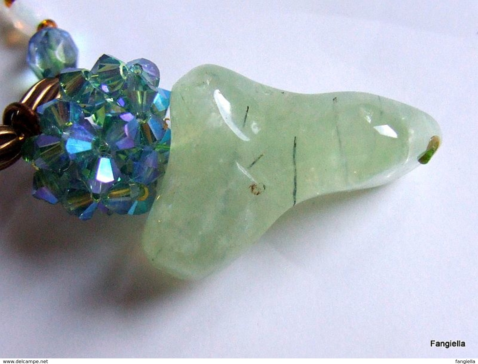 Collier en fluorite verte pierre semi-précieuse et cristal Swarovski