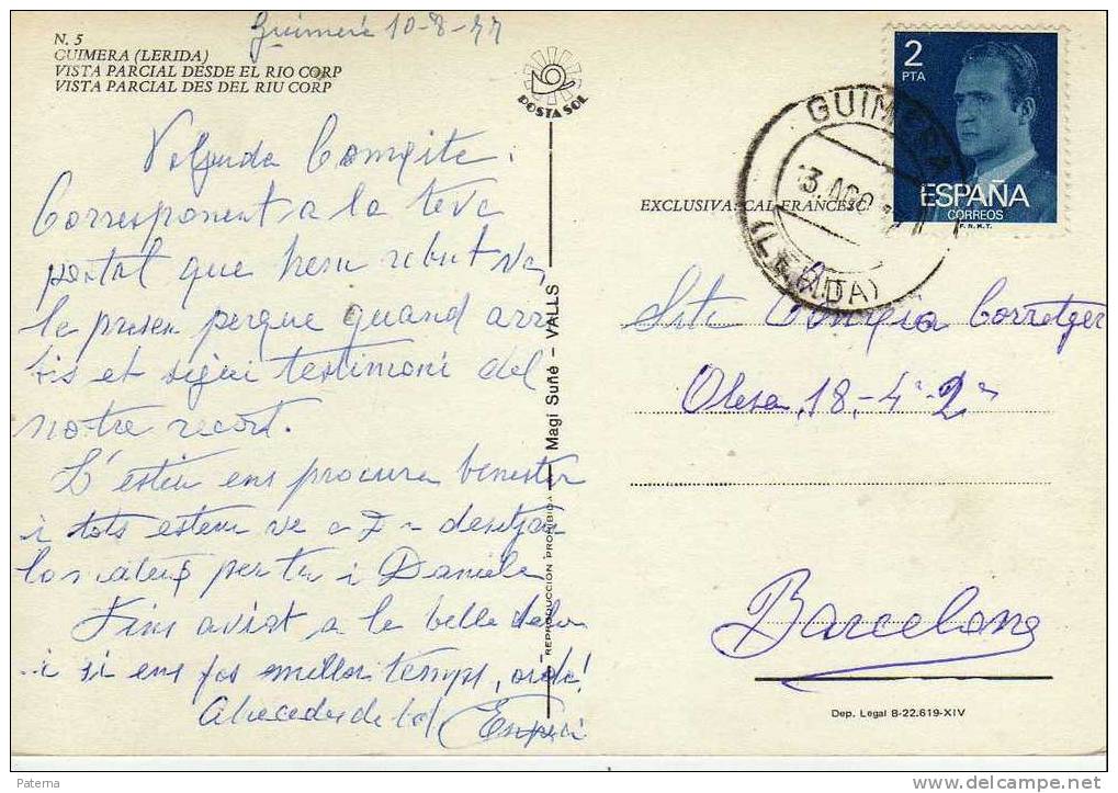 Vista Parcial De Guimera ( Lérida), Postal, Post Card - Lérida