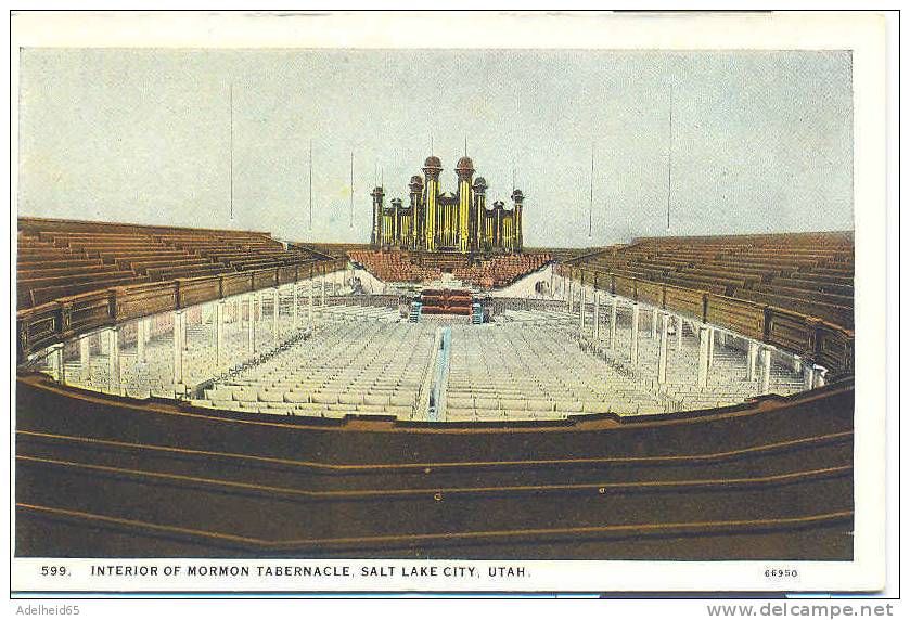 Interior Of Mormon Tabernacle, Salt Lake City, Utah, Pre-linen (mormons, Mormonen, Mormone) - Salt Lake City
