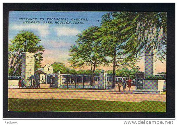 Early Postcard Entrance To Houston Zoo & Zoological Gardens Texas USA - Ref 295 - Houston