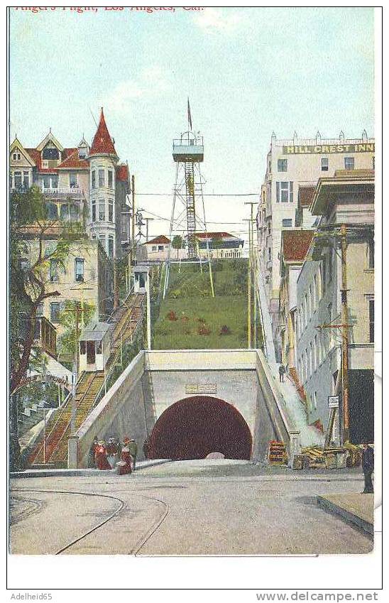 Ca 1910 Angel's Flight, Hill Crest Inn On The Right, Los Angeles Publ.: Rieder, LA - Los Angeles