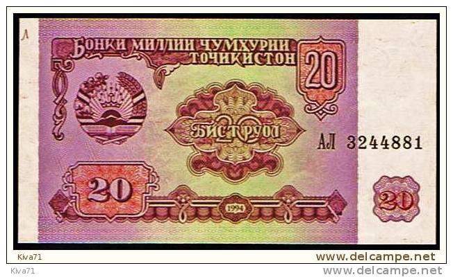 20 Rubles "TADJIKISTAN"       UNC   Ro 62 - Tayikistán