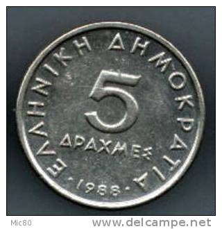 Grèce 5 Drachmes 1988 Sup/spl - Grèce