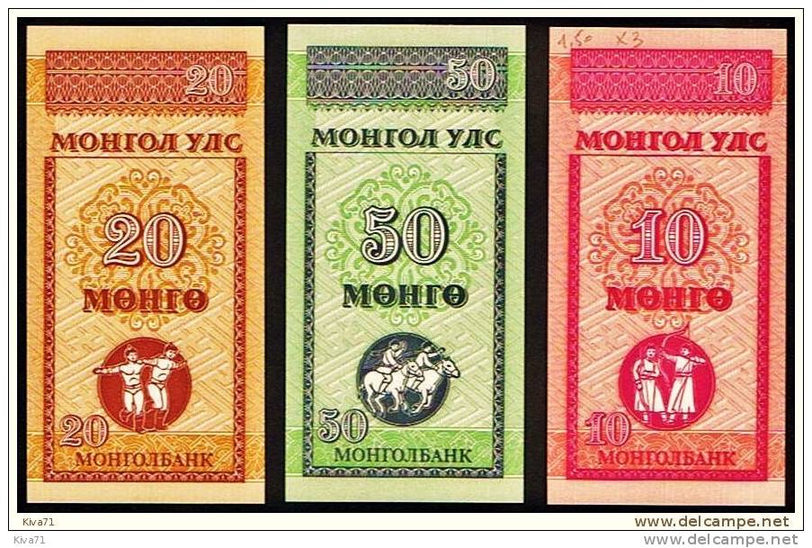 Lot De 3 Billets 10-20-50 Mongo    "MONGOLIE"       UNC  Ro 31 - Mongolei