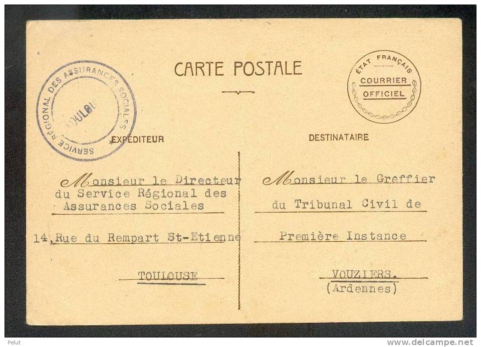 Prêt à Poster ETAT FRANCAIS COURRIER OFFICIEL Mars 1943  -demande De Casier Judiciaire - Autres & Non Classés