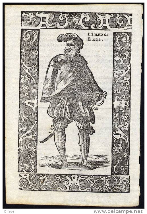 STAMPA ORIGINALE ANTICHI COSTUMI CESARE VECELLIO PRIMA EDIZIONE ANNO 1589 SVIZZERA - Stampa
