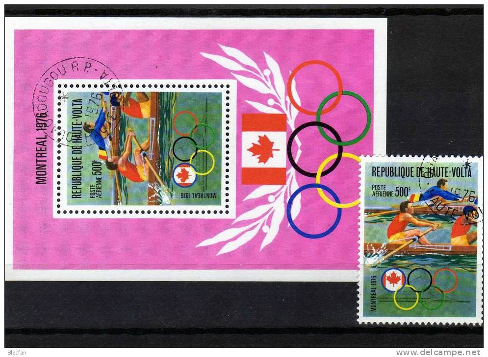 Olympic Montreal Rudern Sommer - Olympiade 1976 Obervolta 622 + Block 41 O 5€ - Obervolta (1958-1984)