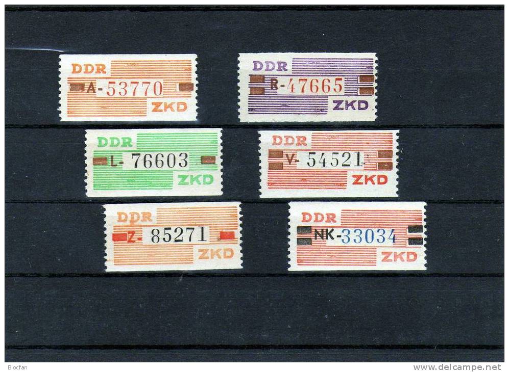 Dienstmarken 1960 B Neue Farben DDR V Bis X 6Billett-Streifen ** 30€ ZKD Vorbereitete Ausgabe Als Billett-Marken Set GDR - Perforiert/Gezähnt