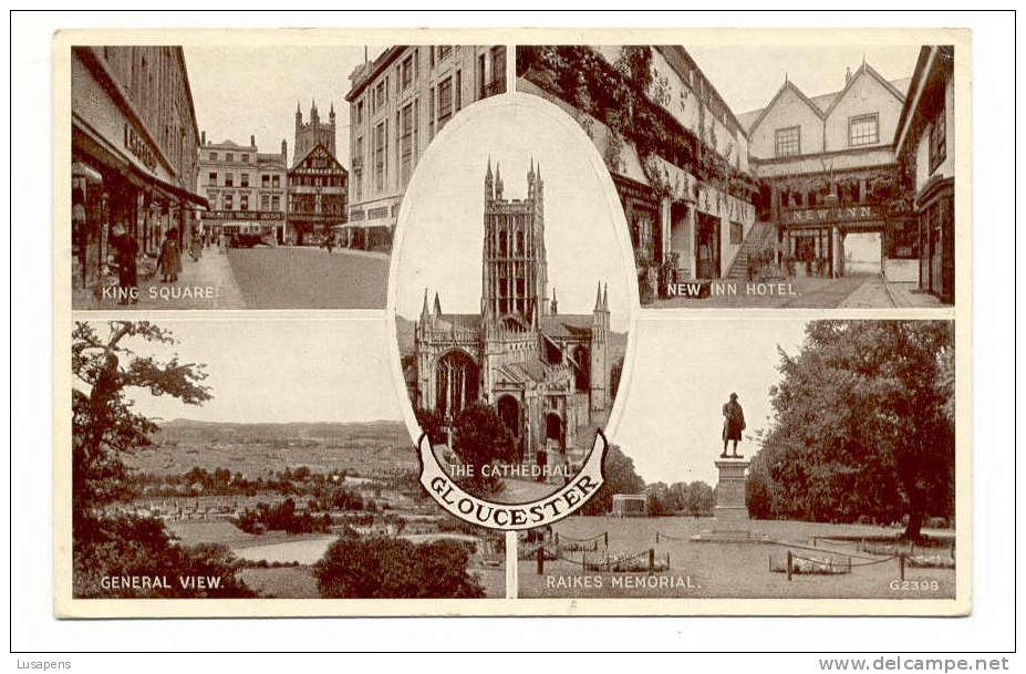 OLD FOREIGN 1872 -  UNITED KINGDOM - ENGLAND - GLOUCESTER - 5 VIEWS BUS HOTEL GENERAL VIEW - VALETINE'S POST CARD - Gloucester