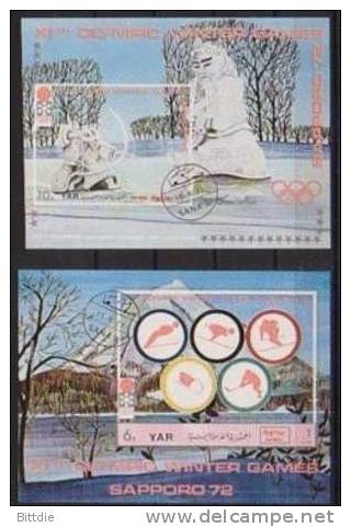 Olympia ´72, Jemen Rep.  Bl.162 + 173 , O  (1256)* - Hiver 1972: Sapporo