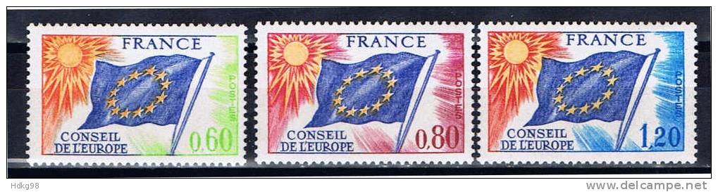 F EU  Frankreich Europarat 1975 Mi 16-18** Europafahne - Ungebraucht