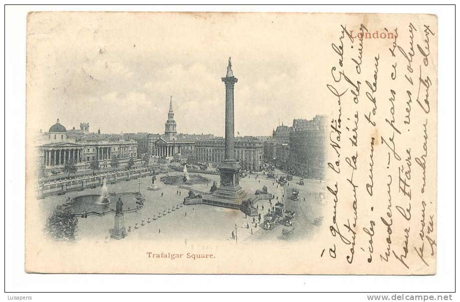 OLD FOREIGN 1878 -  UNITED KINGDOM - ENGLAND - LONDON - TRAFALGAR SQUARE -OLD  BUS - Trafalgar Square