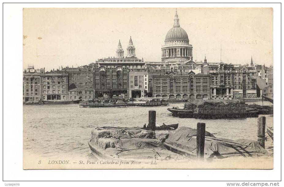 OLD FOREIGN 1901 -  UNITED KINGDOM - ENGLAND  - LONDON - ST. PAUL CATHEDRAL FROM RIVER BOAT SHIP - LL - St. Paul's Cathedral