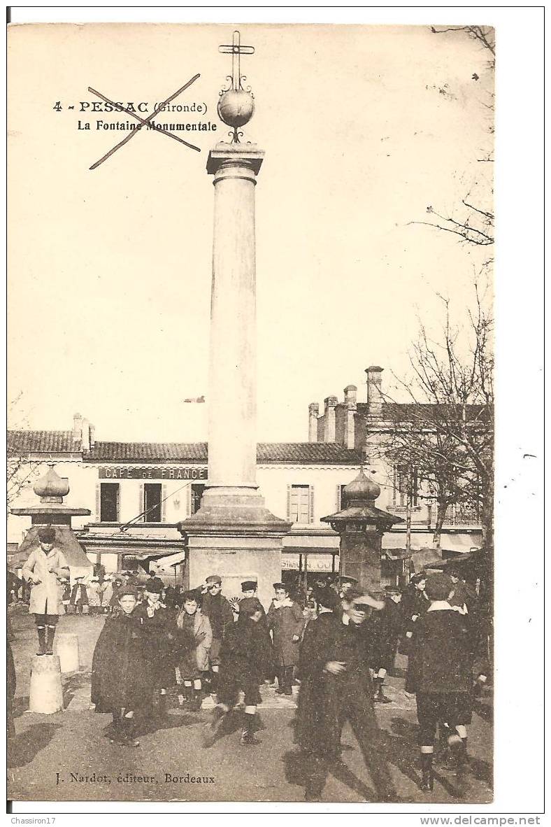 33 -   PESSAC  - La Fontaine Monumentale - Animée : Les Enfants Des écoles Sont Réunis - Pub Librairie R. Picquot - Pessac