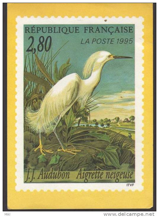 CARTE DE LA POSTE A L EFFIGIE DU YT 2929/ AIGRETTE NEIGEUSE / 1995 - Pseudo-entiers Officiels