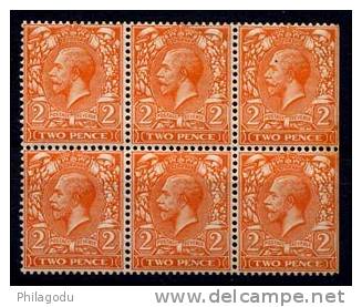 442  Watermark  1912 Block Of 6 ++ Mint Never Hinged Except Medium Up Cat Value For 4 Stamps  40  Pounds ? - Ungebraucht