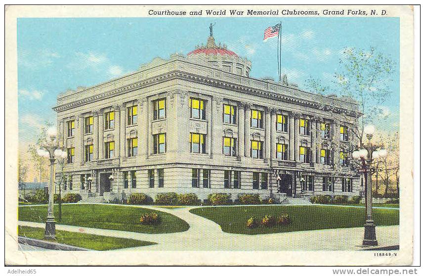 Courthouse And World War Memorial Clubrooms, Grand Forks, ND 1949 To Fort Atkinson, WI - Autres & Non Classés