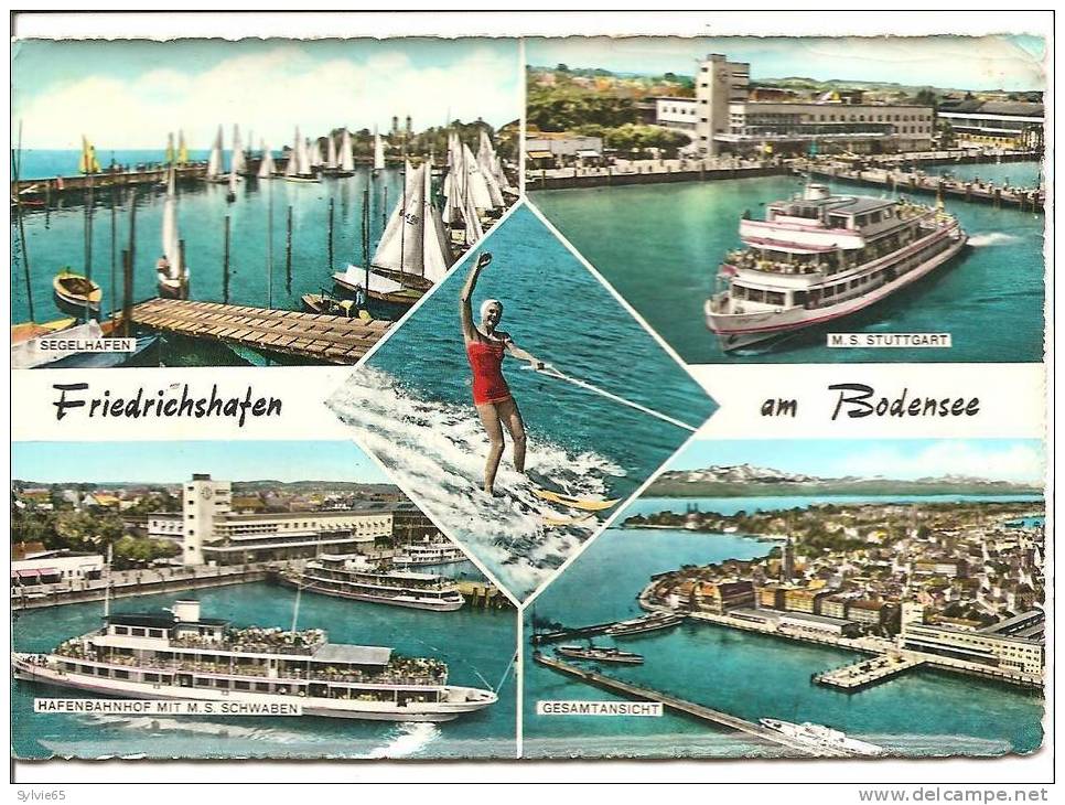 FRIEDRICHSHAFEN EM BODENSEE-segelhafen,m.s. Syuttgart,hafenbahnhof Mit Ms Schwaben,gesamtansicht - Friedrichshafen