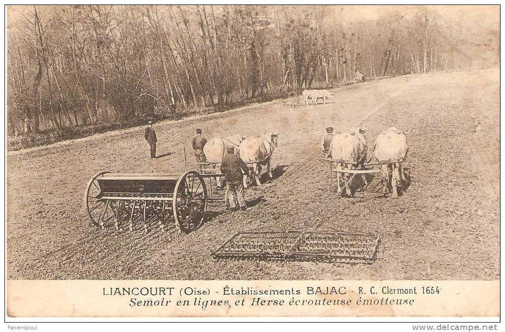 LIANCOURT .  Etablissements BAJAC.  R.C.Clermont 1654.  Semoir En Lignes Et Herses écrouteuse émouteuse - Liancourt