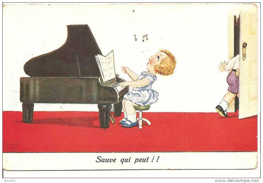 CPA ILLUSTRE Signée J.WILLS-sauve Qui Peut(petite Fille Jouant Du Piano) - Wills, John