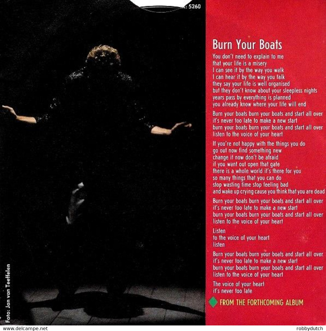 * 7" *  MAARTEN PETERS & THE DREAM - BURN YOUR BOATS (Holland 1987) - Disco & Pop