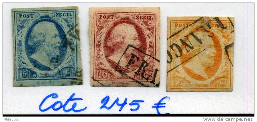 Les 3 Premiers Timbres Nederland Sans Défaut  Avec 4 Belles Marges  == Cote 245 E - Used Stamps