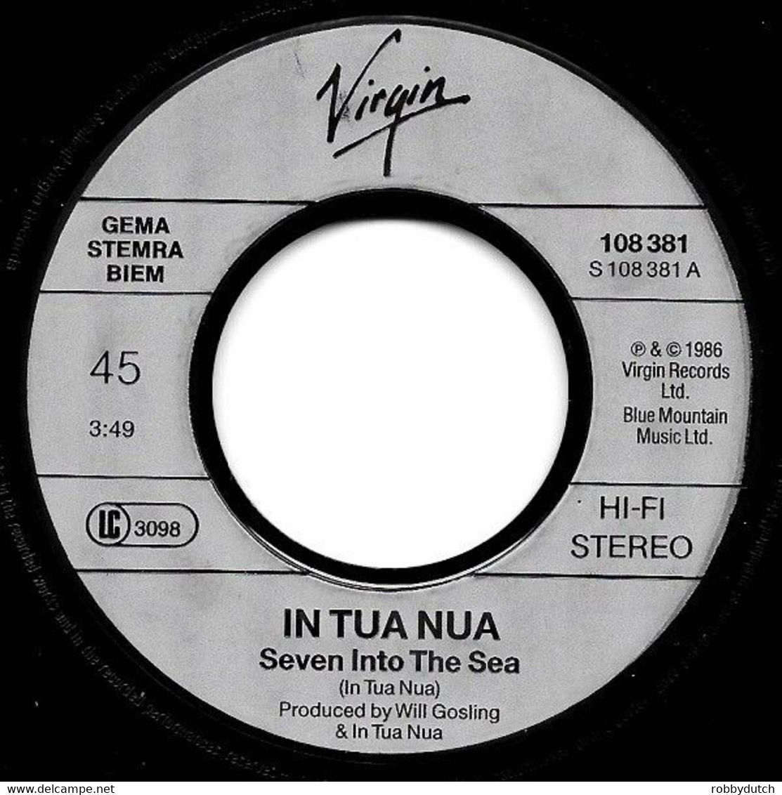 * 7" *  IN TUA NUA - SEVEN INTO THE SEA (Germany 1986) - Country & Folk