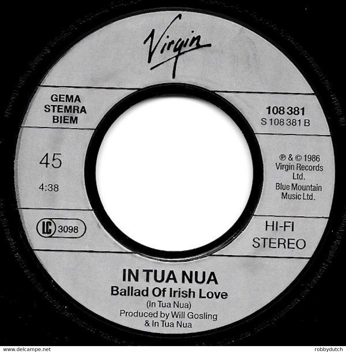 * 7" *  IN TUA NUA - SEVEN INTO THE SEA (Germany 1986) - Country & Folk