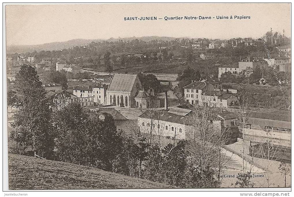 C . P . A   (SAINT JUNIEN " Quartier Notre - Dame - Usine à Papiers " Belle Prise De  Vue Très Rare -carte Comme Neuve ) - Saint Junien