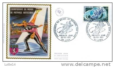 PATINAGE ARTISTIQUE : Lettre Avec Oblitération 1er Jour 20/02/1971 Lyon - Championnats Du Monde De Patinage Sur Glace - Eiskunstlauf