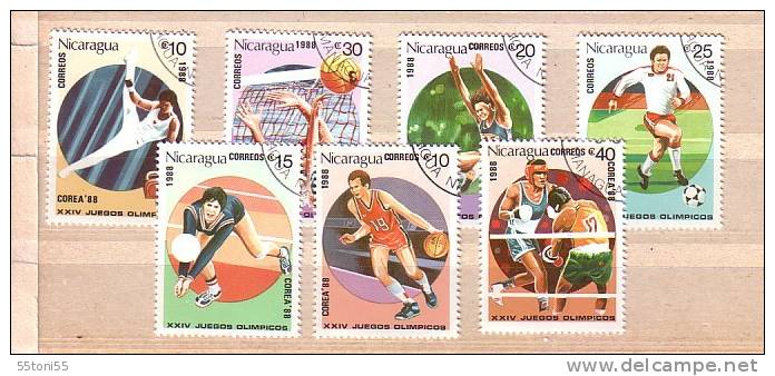 Nicaragua 1988   Olympic Games-Seoul  7v- Used (O) - Baloncesto