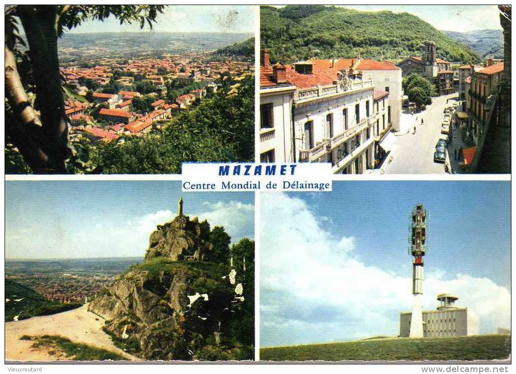 CPSM. MAZAMET. VUE GENERALE. COURS RENE REILLE. ROCHER HAUTPOUL. PIC DE NORE. RELAIS O.R.T.F.DATEE 1967 - Mazamet