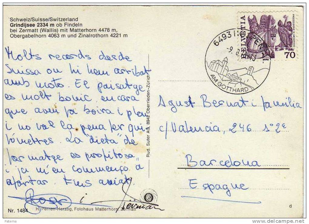 Postal, Fechador Especial Hospental ( Suiza) 1979, Cover, Letter, Flamme - Brieven En Documenten