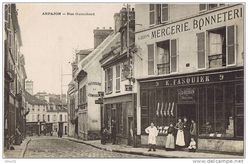 91 -- Arpajon --- Rue Guinchard --- Mercerie Bonneterie - 9 E.Pasquier 9 -- Suc.J.D.Robin - Arpajon